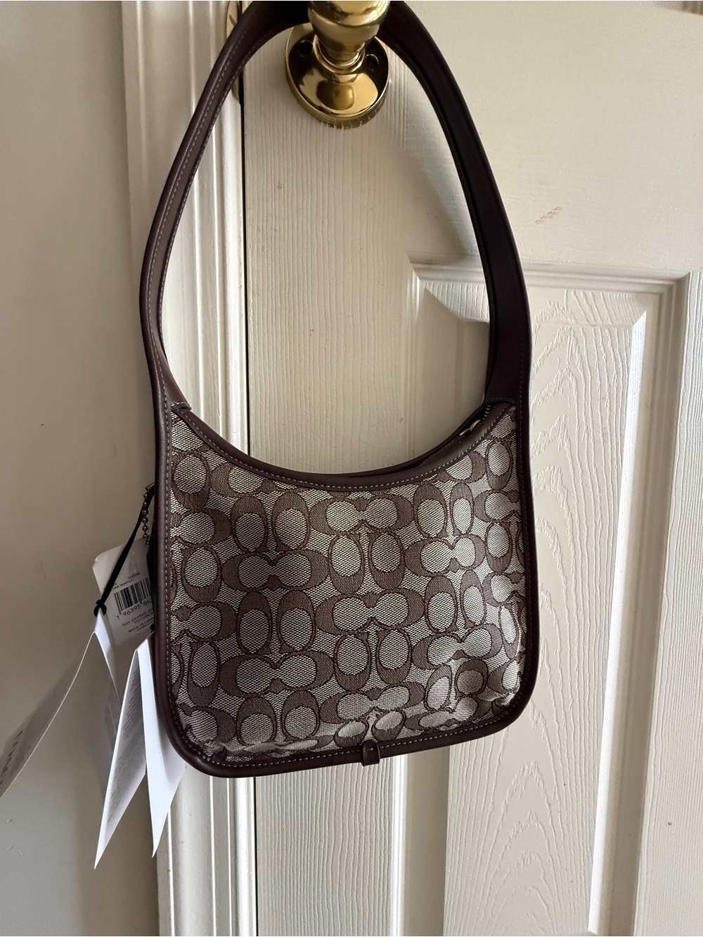 Coach Brown Signature 'C' Jacquard Shoulder Bag